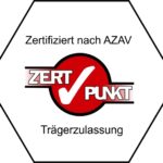 Logo: Zertifiziert nach AZAV,Zert Punkt, Trägerzulassung